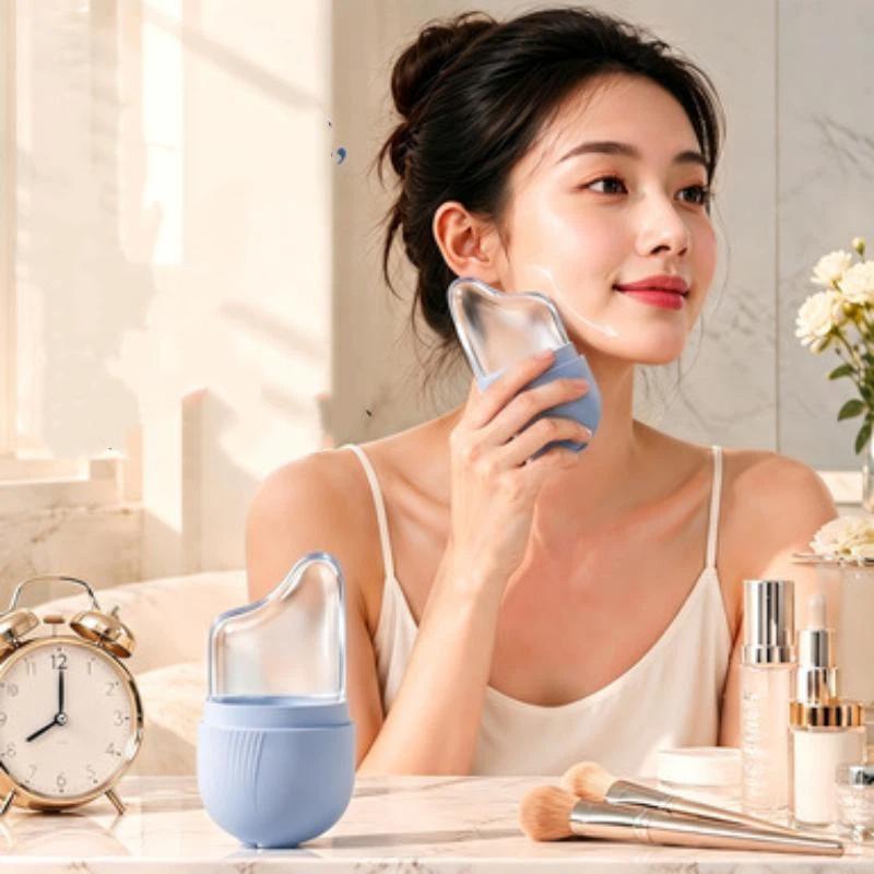 Face Ice Roller Puffiness - 再利用可能なシリコン製アイスフェイスローラーモールド、顔と目のマッサージツール、夏の冷却用アイスローラー、顔のむくみ緩和、毛穴縮小用