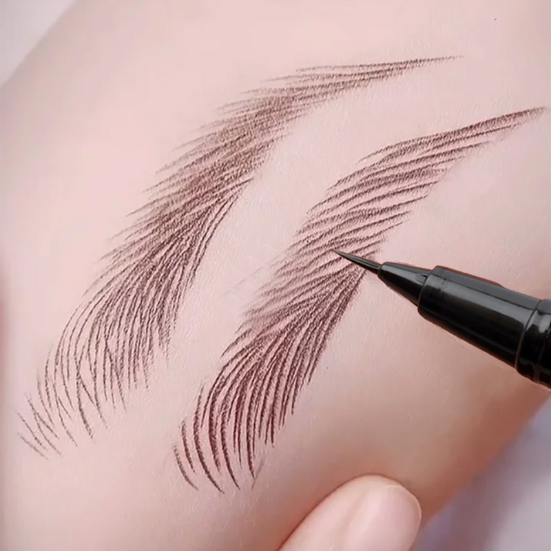 Waterproof Liquid Eyeliner Pen - 多機能液体眉ペンシル超極細アイライナー横たわっているカイコ防水グレーブラウン眉毛エンハンサータトゥー化粧品