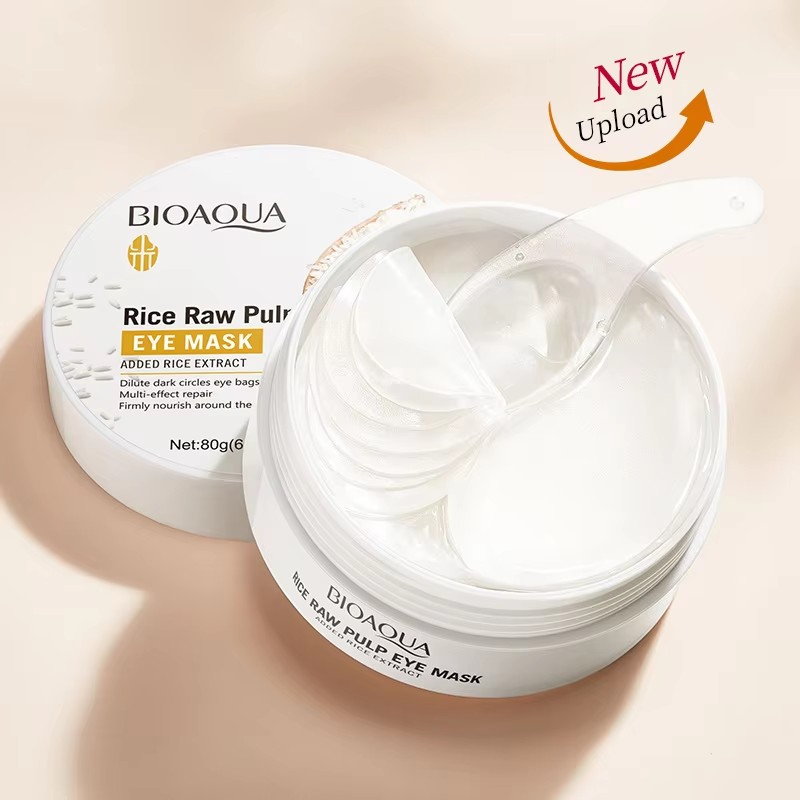 Collagen Under Eye Patches - バイオアクア ライスアイマスク 60枚入り - クマを軽減し、シミを除去し、引き締めと保湿を実現