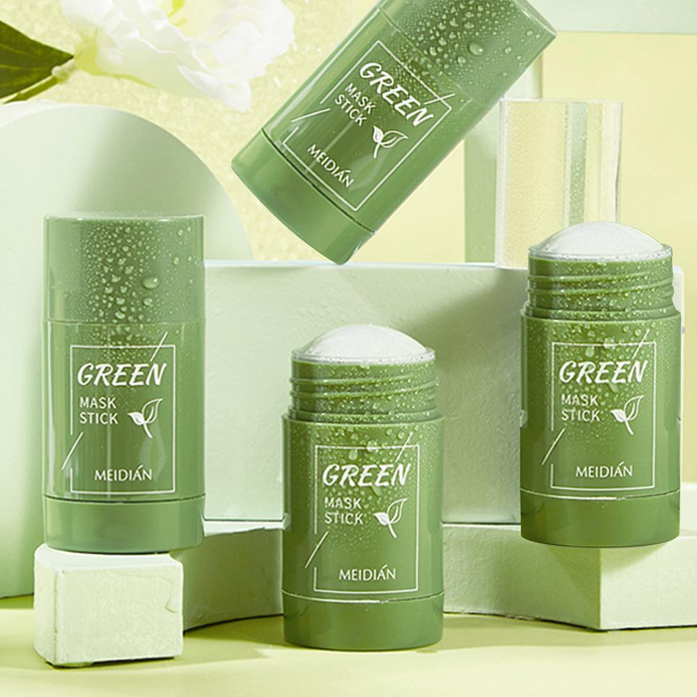 Green Tea Cleansing Clay Mask - 固形緑茶フェイシャルマスクスティック クレンジング 黒ずみ除去 オイルコントロール 保湿 洗浄