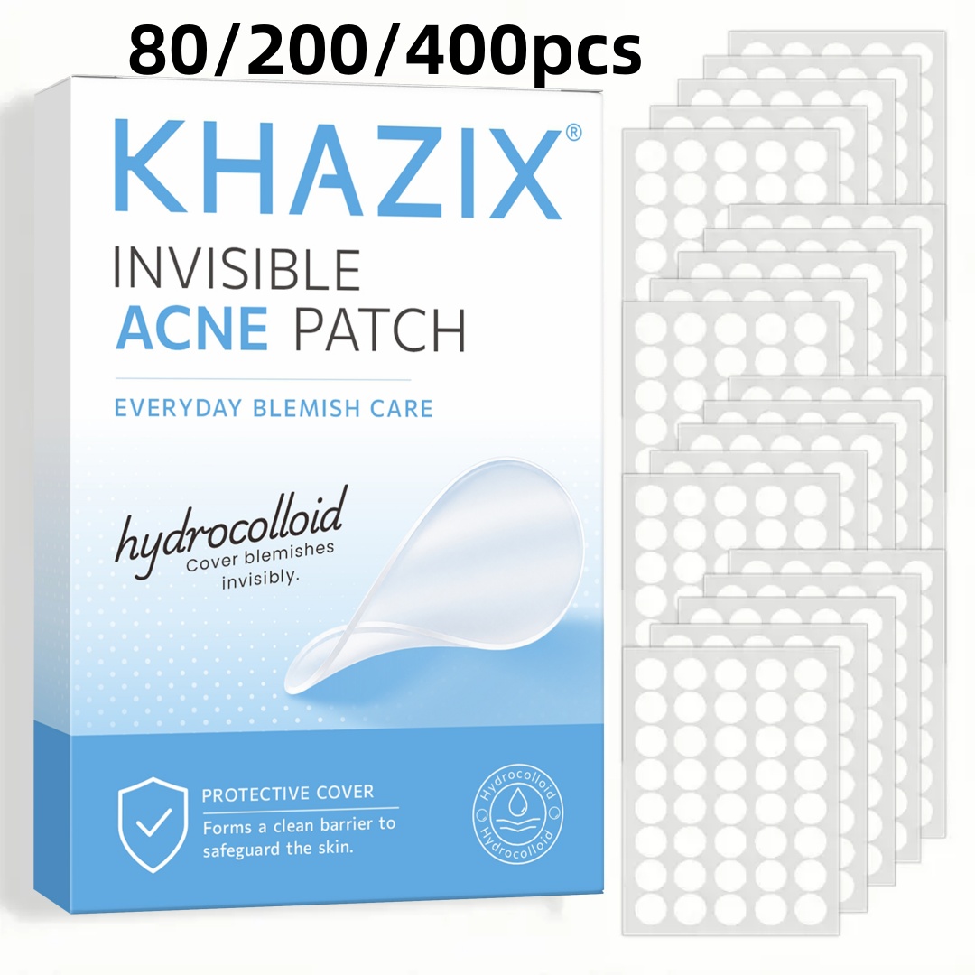 Hydrocolloid Pimple Patch - KHAZIX 80/200/400枚入りハイドロコロイドニキビパッチ、目立たないシミ隠し、超薄型通気性防水フェイスステッカー