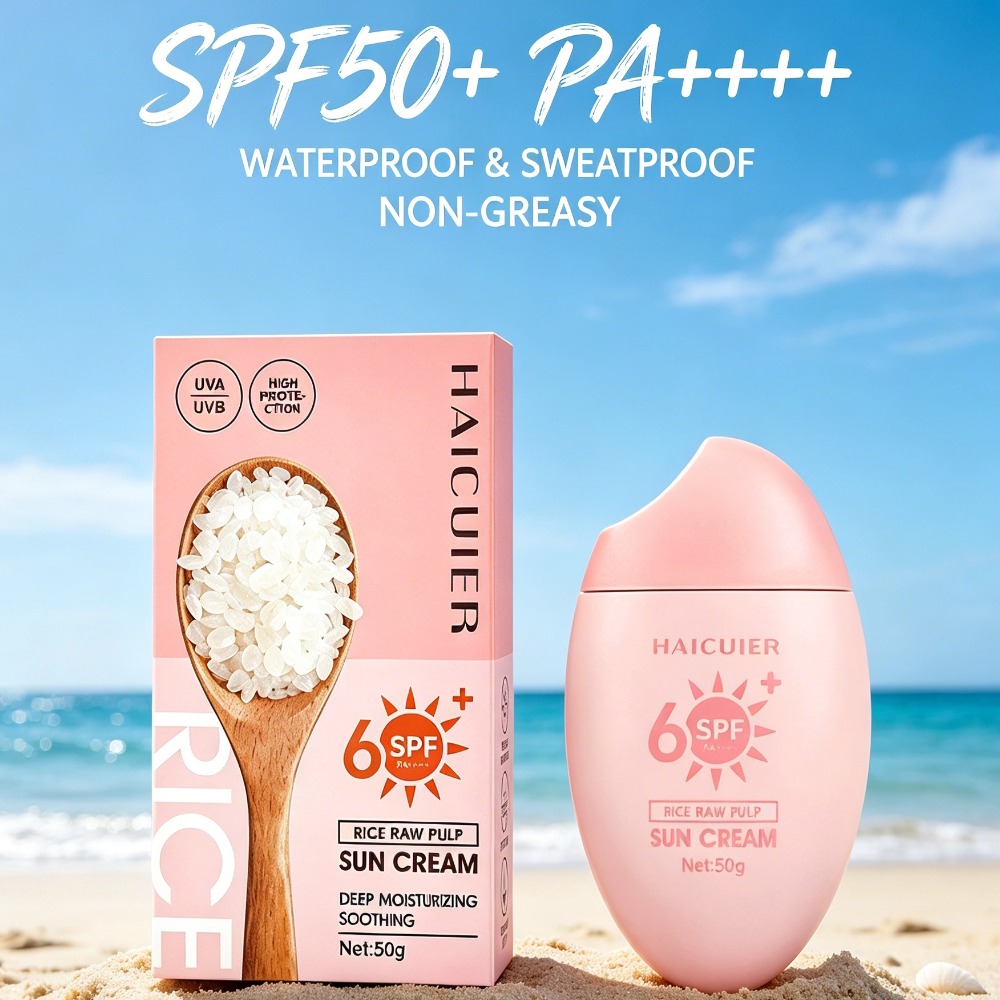 Spf 50 Waterproof Sunscreen - SPF50+ 日焼け止め 米生パルプ保湿 防水 抗紫外線 顔と体用日焼け止めクリーム