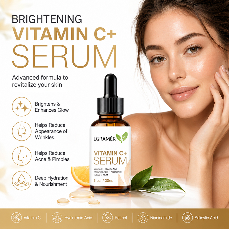 Hyaluronic Acid Facial Serum - ビタミンC+ヒアルロン酸配合 フェイシャルセラム ブライトニング アンチエイジング 保湿 フェイシャルエッセンス