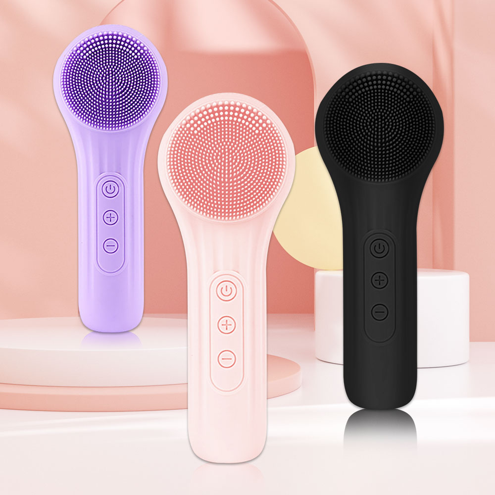 Silicone Face Scrubber Electric - ソニックシリコンフェイシャルブラシクリーナー,ディープクレンジングブラシ,防水角質除去フェイシャルクレンザー,振動ローラー,毛穴マッサージ