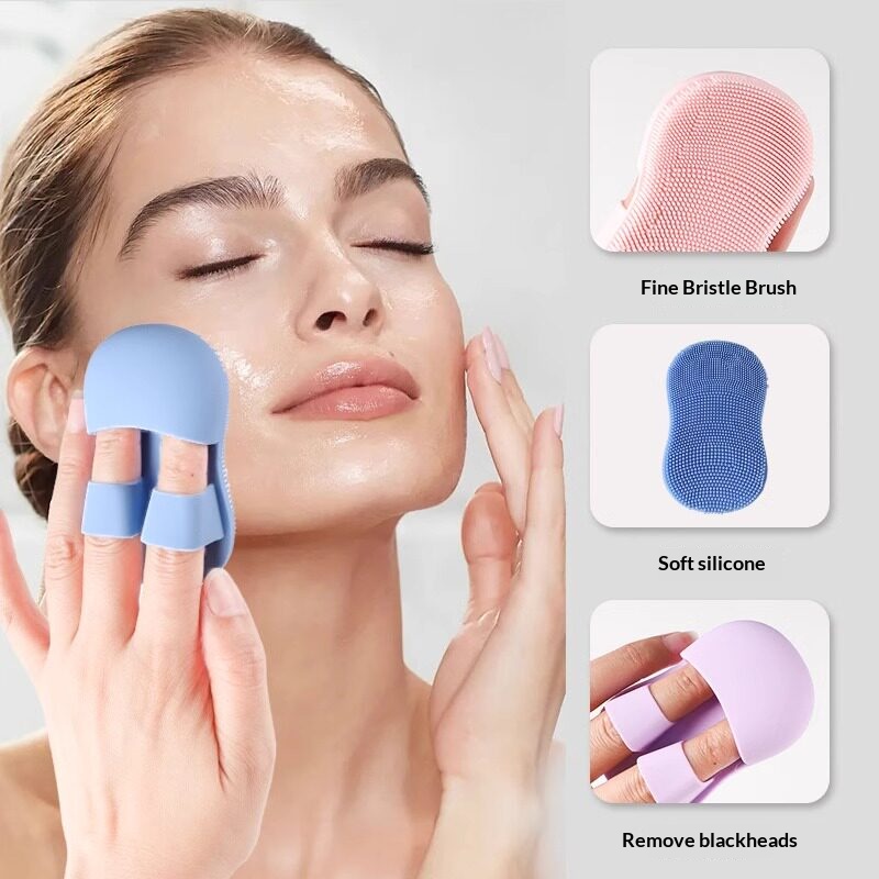 Silicone Face Scrubber Electric - 指用シリコン洗顔ブラシ ミニフェイススクラバー 毛穴の黒ずみ除去 角質除去 マッサージ洗顔パッド