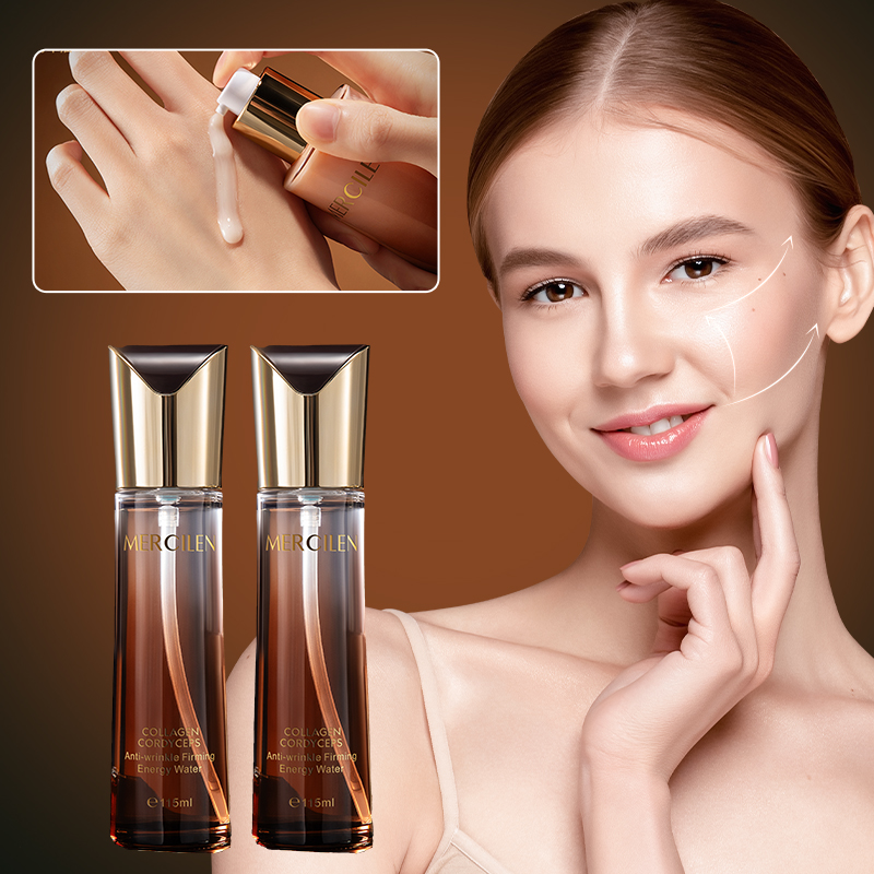Hyaluronic Acid Facial Serum - メルシレン コラーゲン コーディセプス ファーミング エナジー ウォーター、ナイアシンアミド、ヒアルロン酸、植物スクワラン配合、顔の肌に潤いを与え、明るく引き締め、若々しい肌に仕上げ、すべての肌タイプに適しており、ハロウィンやクリスマスのギフトにも最適です。