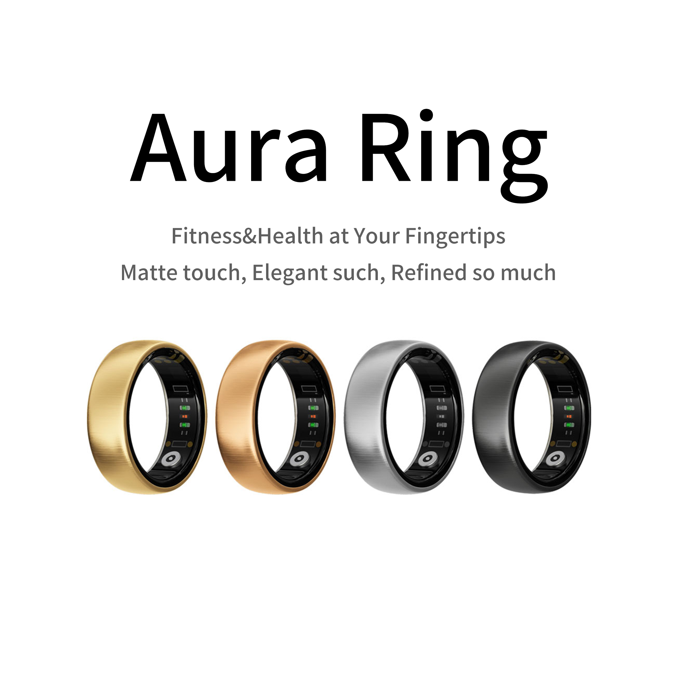 Health Monitors - AURAマットスマートリングフィットネススポーツヘルスモニター睡眠温度計高品質長時間バッテリー ローズゴールドリング 女性用 レディース