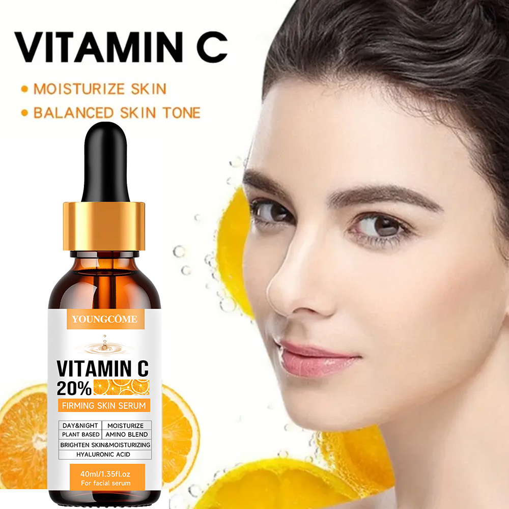 Hyaluronic Acid Facial Serum - ヤングコム プレミアム 20% ビタミンC美容液（ヒアルロン酸、レチノール配合）- 肌のコラーゲン生成促進、アンチエイジング＆シワ対策