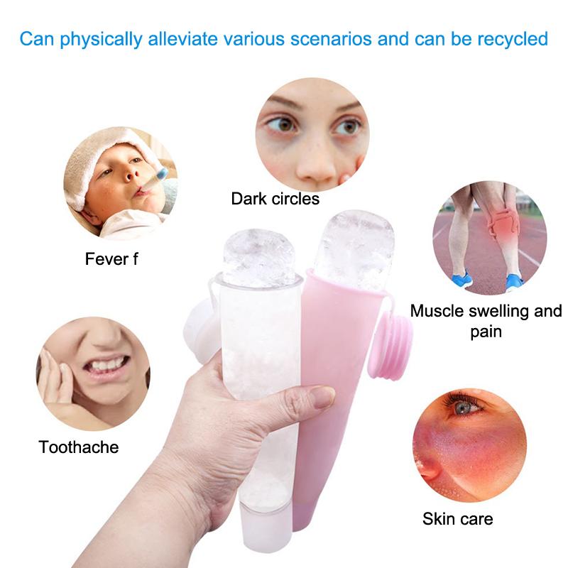 Face Ice Roller Puffiness - 1個入りシリコン製キューブトレイ型アイスローラー、顔用冷却器、再利用可能、むくみ軽減、スキンケア、フェイシャルマッサージに最適。