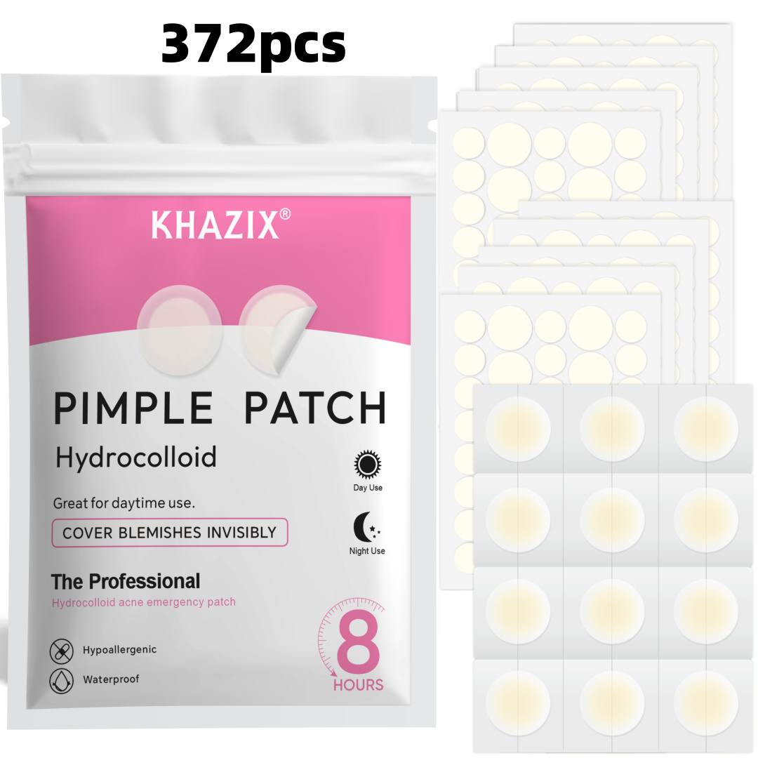 Hydrocolloid Pimple Patch - 372枚入りハイドロコロイドニキビパッチ、ハイドロコロイドスポットステッカー、ニキビや傷跡をカバー、夜用スポットステッカー