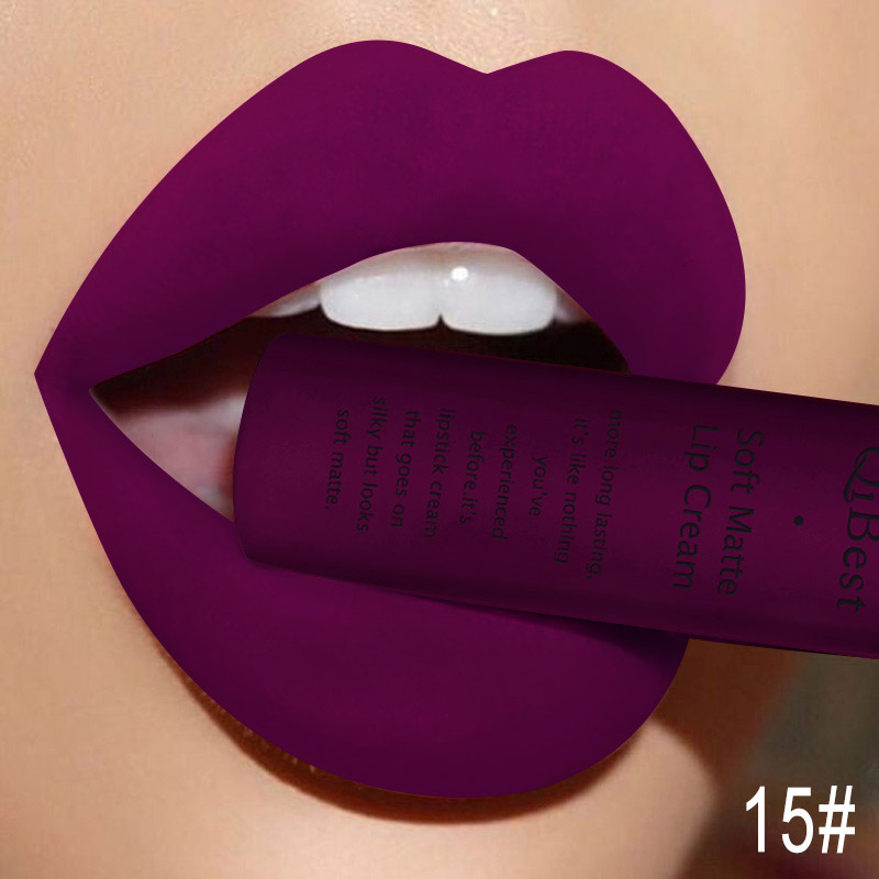 Matte Velvet Lip Tint Long Lasting - QIBEST セクシーなベルベットマットリップグロス液体口紅リップグロス美容赤ヌード防水長期的なリップステインメイクアップ女性のための