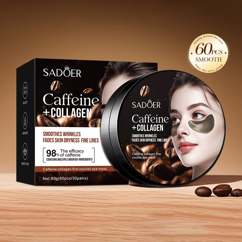Collagen Under Eye Patches - 60 個 SADOER カフェインクリスタルコラーゲンアイマスク抗くま抗老化抗しわ保湿アイパッチスキンケア