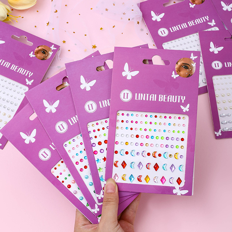 Nail Art - ホットセール中！フェイスジェムステッカー、粘着式防水ティアドロップラインストーン、パーティーメイク、ネイルアート、美容用品に