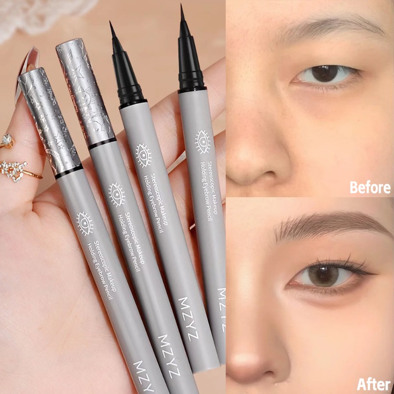 Waterproof Liquid Eyeliner Pen - 超極細眉ペンシルアウトラインシャドウ嘘カイコアイライナー防水非汚れ持続色落ちしない液体眉ペンシル