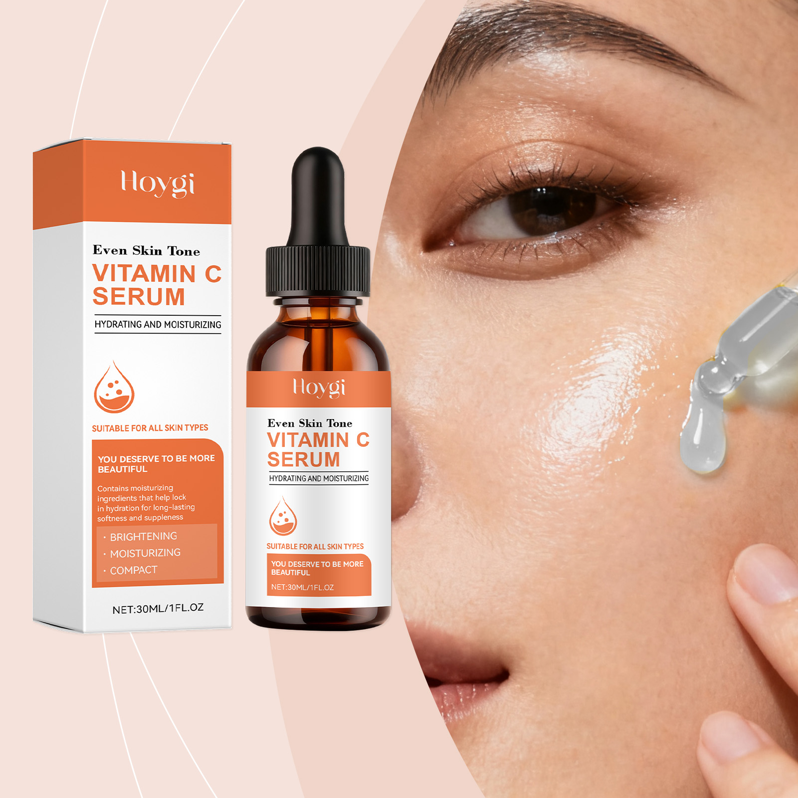 Hyaluronic Acid Facial Serum - ビタミンC美容液（顔用）ヒアルロン酸配合、美白、シミ対策、アンチエイジング、アロエベラ配合、デイリーグロースキンケア、30ml