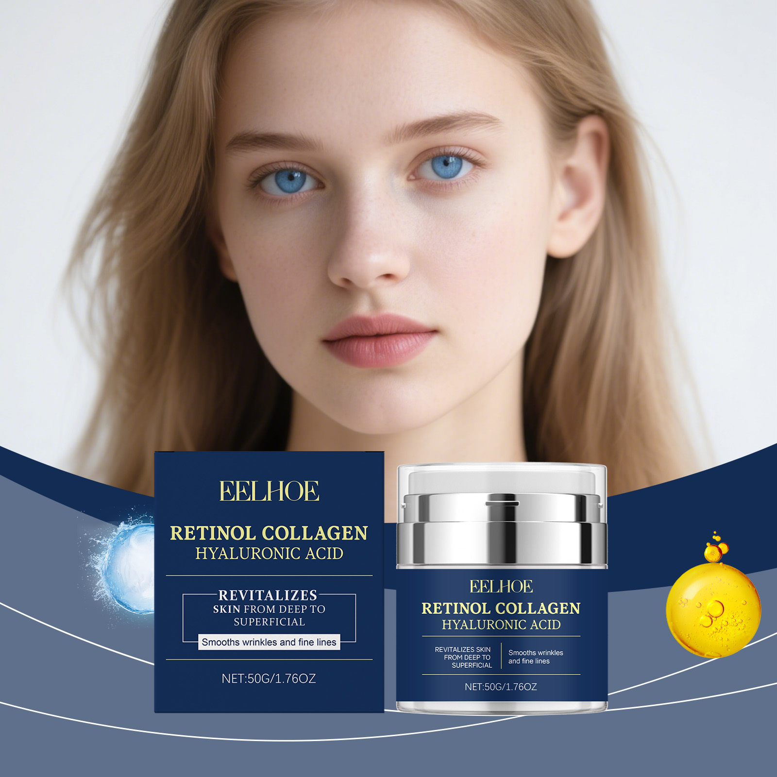 Retinol Anti Wrinkle Cream - EELHOE レチノールコラーゲンクリーム しわ除去 細かい線を減らす 肌を引き締める ヒアルロン酸配合