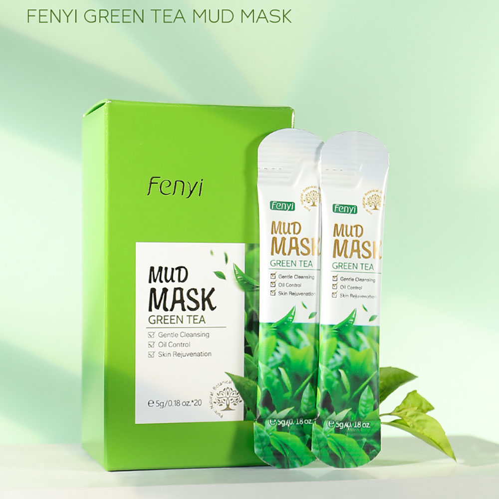 Green Tea Cleansing Clay Mask - フェニーグリーンティークレイマスク 5g×20個入りボックスセット、トラベルサイズ泥マスク、毛穴の奥まで洗浄、保湿、毛穴縮小フェイスマスク
