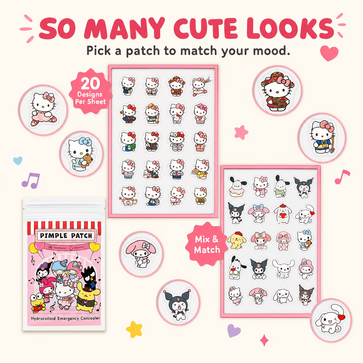 40/120枚入り ハローキティ アクネパッチ、ハイドロゲル - Skincare のレビューと価格