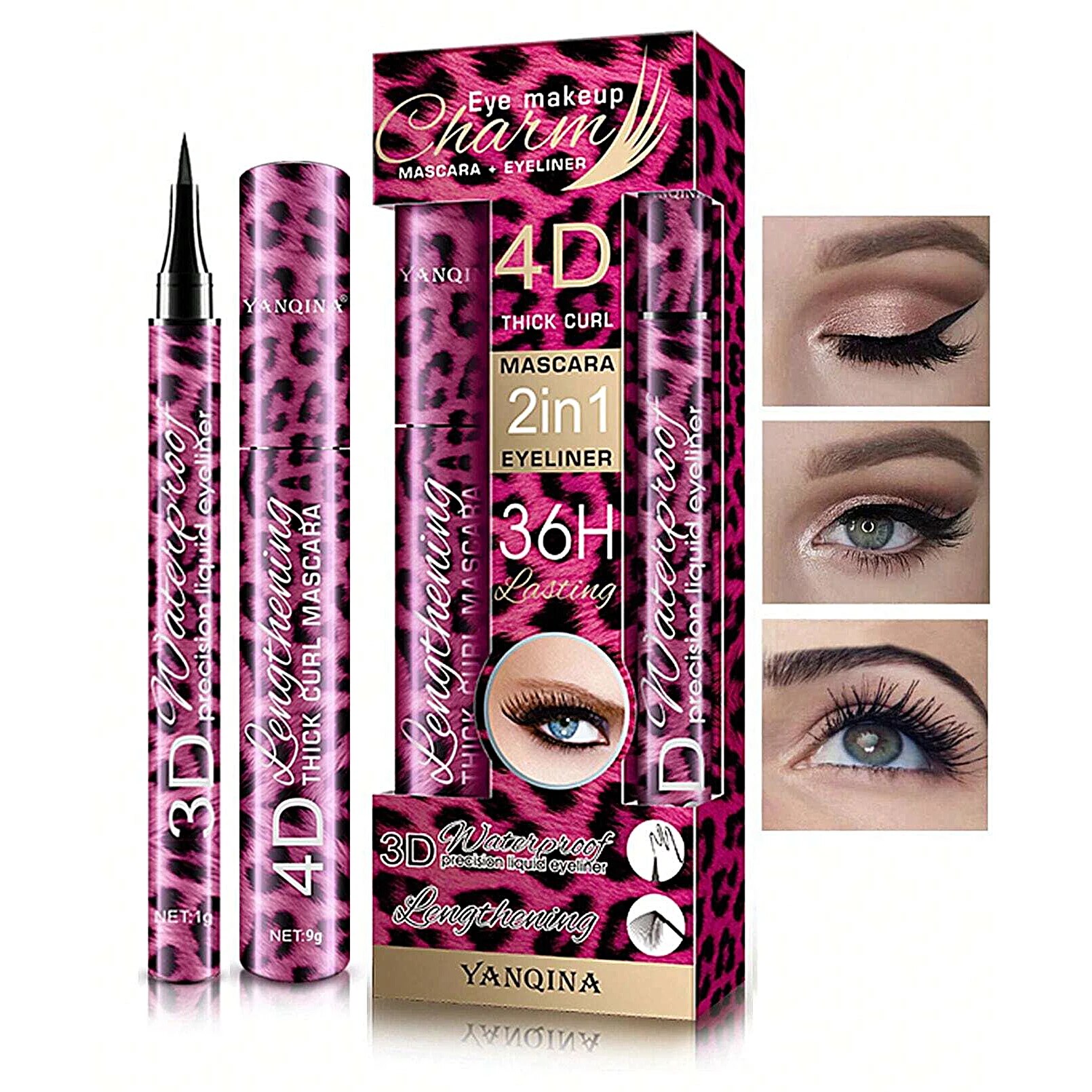 Yanqina-リキッドアイライナーペンシル、4d防水マスク - Waterproof Liquid Eyeliner Pen のレビューと価格