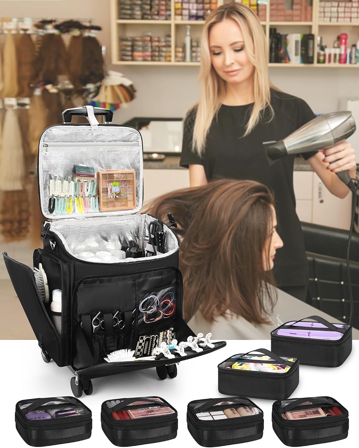 ローリングメイクアップケース ヘアツール トラベルバッグ キ - Makeup のレビューと価格