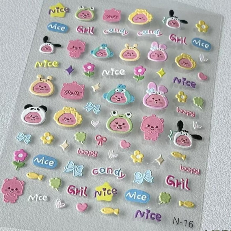 ルーピー3Dエンボスステッカー、透明DIYステッカー、かわい - Nail Art のレビューと価格
