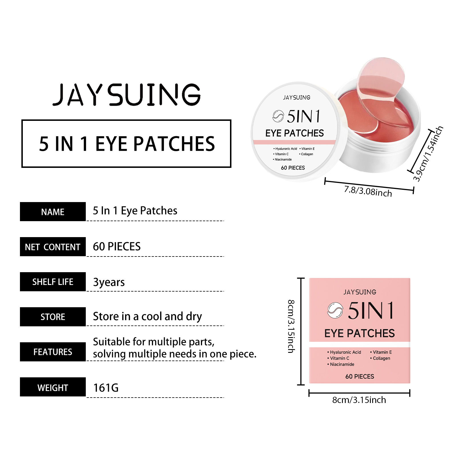 ジェイシング 5in1 アイパッチ ローズの香り ヒアルロン - Collagen Under Eye Patches のレビューと価格