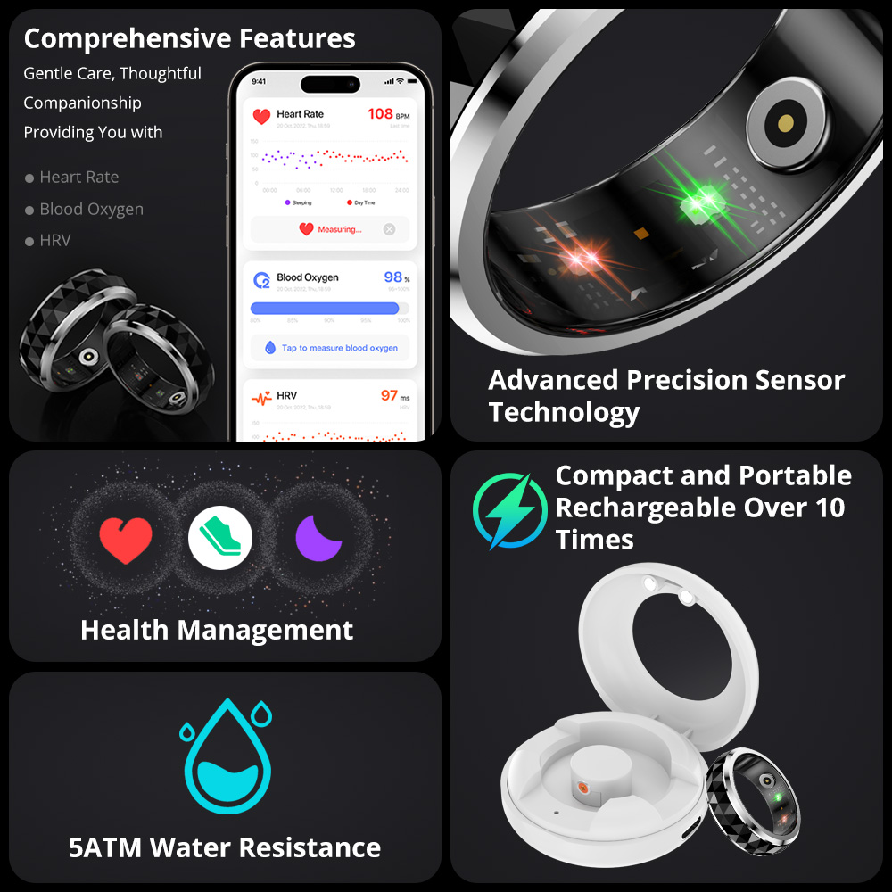 男性用スマートフィジェットスピナー,不安を和らげるリング,充 - Health Monitors のレビューと価格