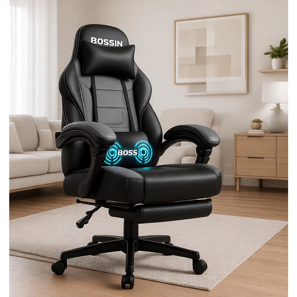 人間工学に基づいた頑丈なゲーミングチェア（マッサージ機能、フ - Massage のレビューと価格