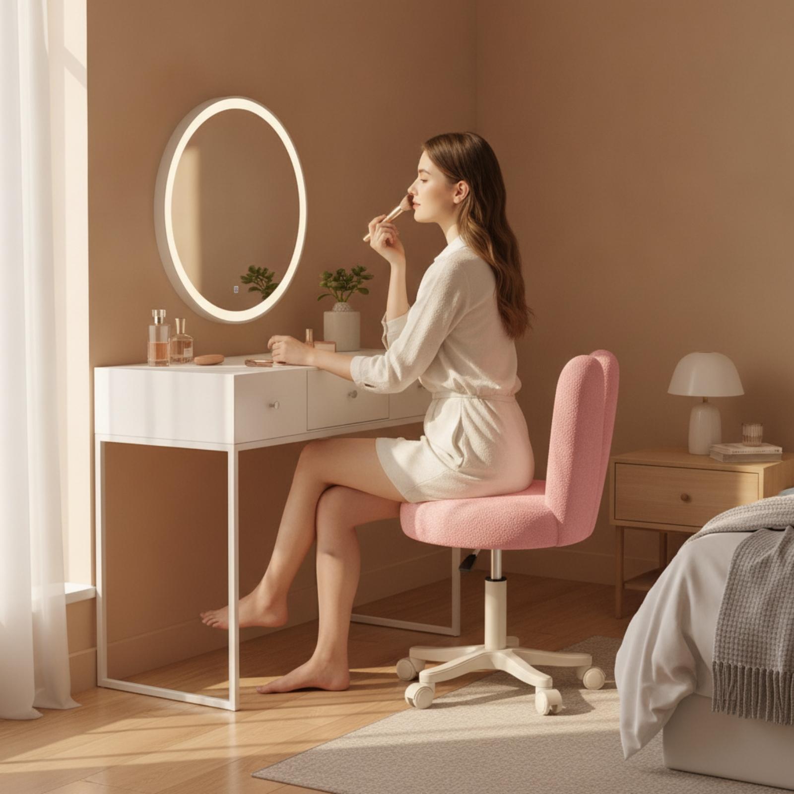 背もたれ付きローリングスツール、高さ調節可能な回転スツール、 - Makeup のレビューと価格