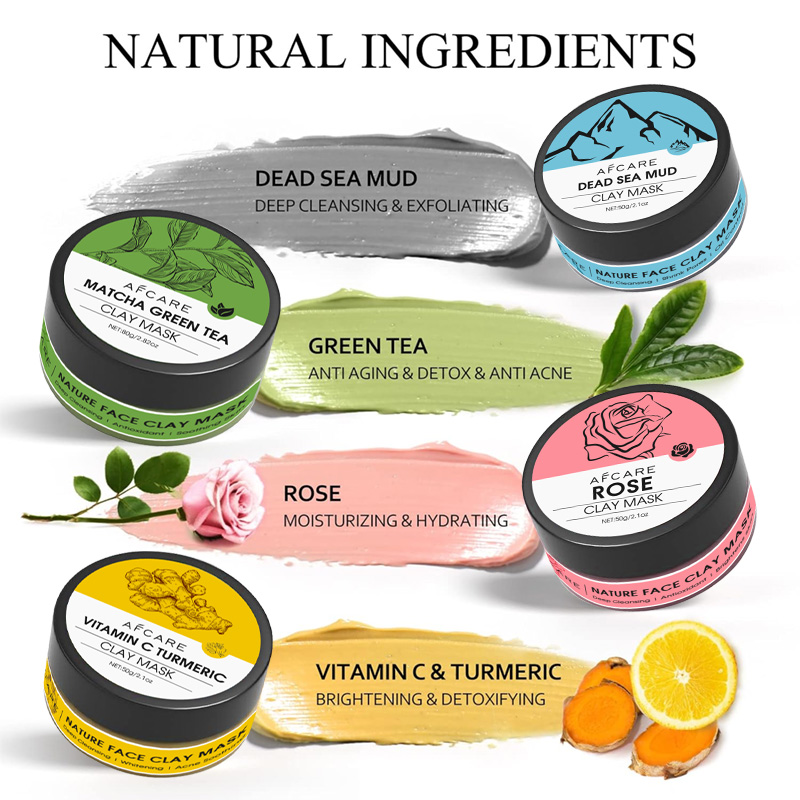 4 個クレイフェイシャルマスクセットターメリックビタミン C - Green Tea Cleansing Clay Mask のレビューと価格