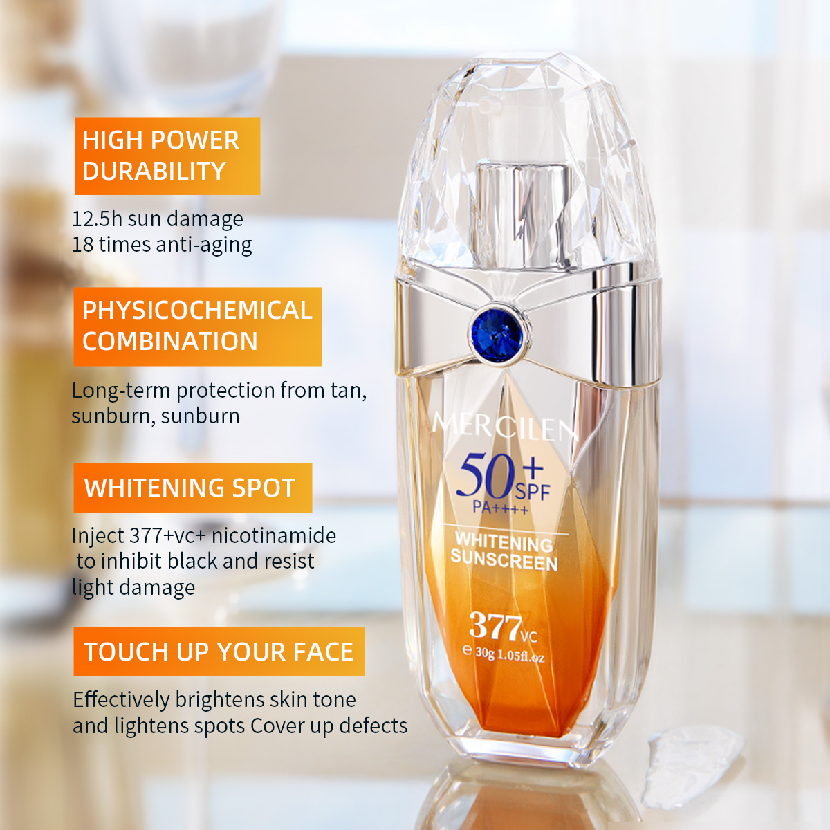 メルシレン日焼け止め 30g、SPF50+/PA+++ 高い - Spf 50 Waterproof Sunscreen のレビューと価格