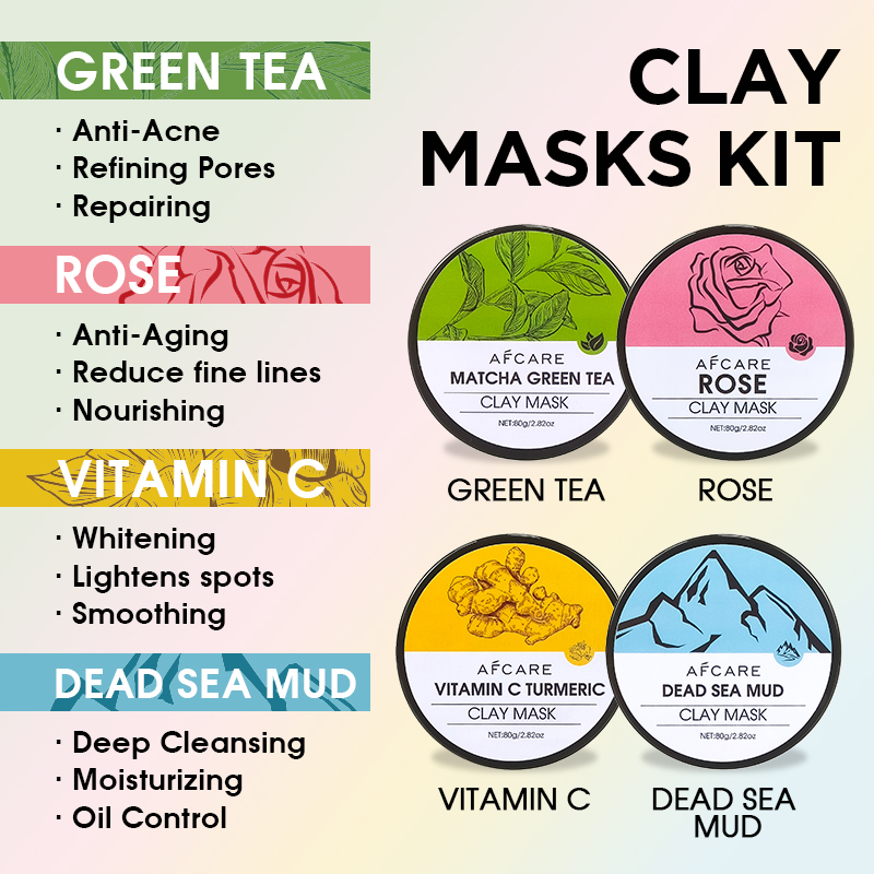 4個入りクレイフェイスマスクセット - ターメリック、ビタミ - Green Tea Cleansing Clay Mask のレビューと価格