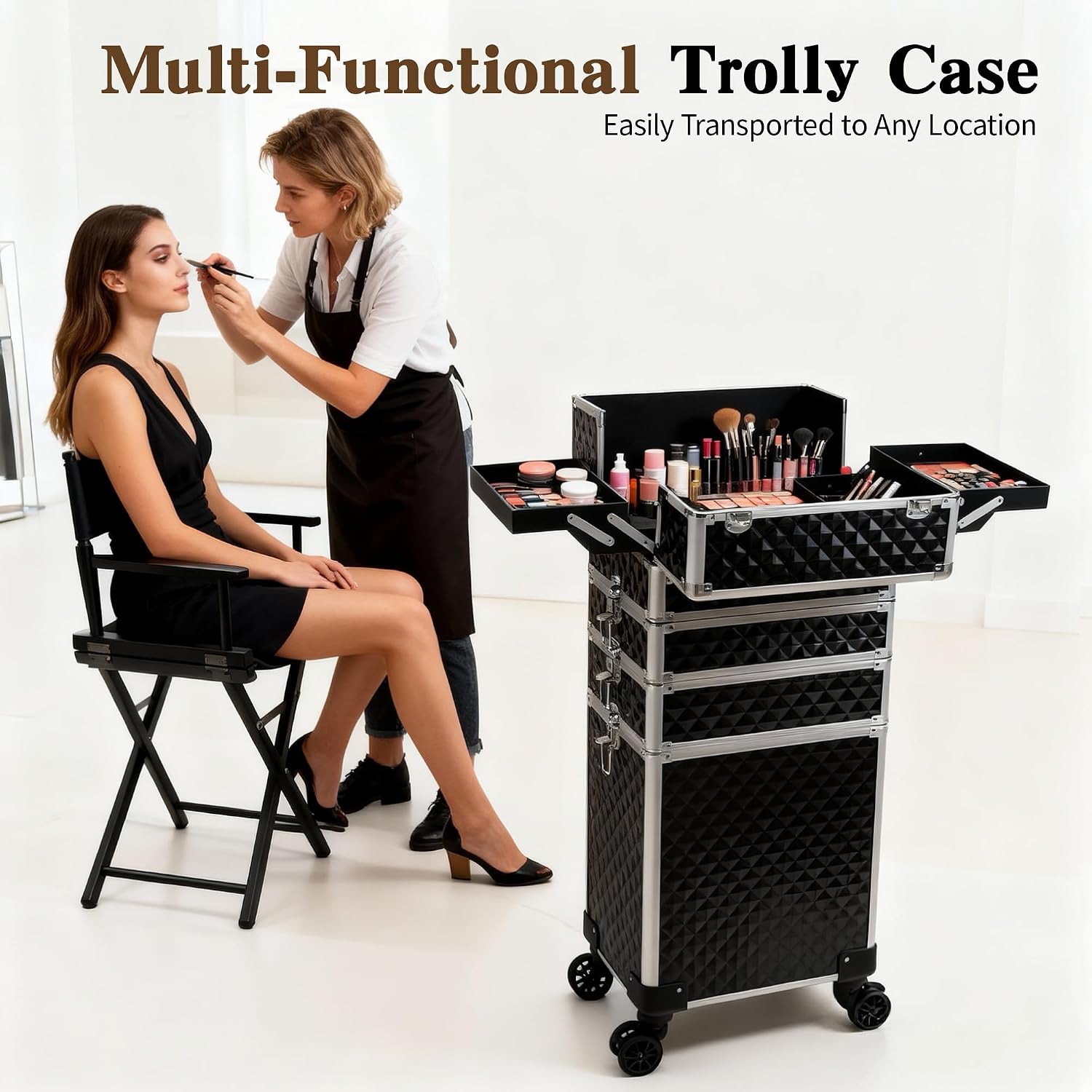 ローリングメイクアップトレインケース、コスメティックトロリー - Makeup のレビューと価格