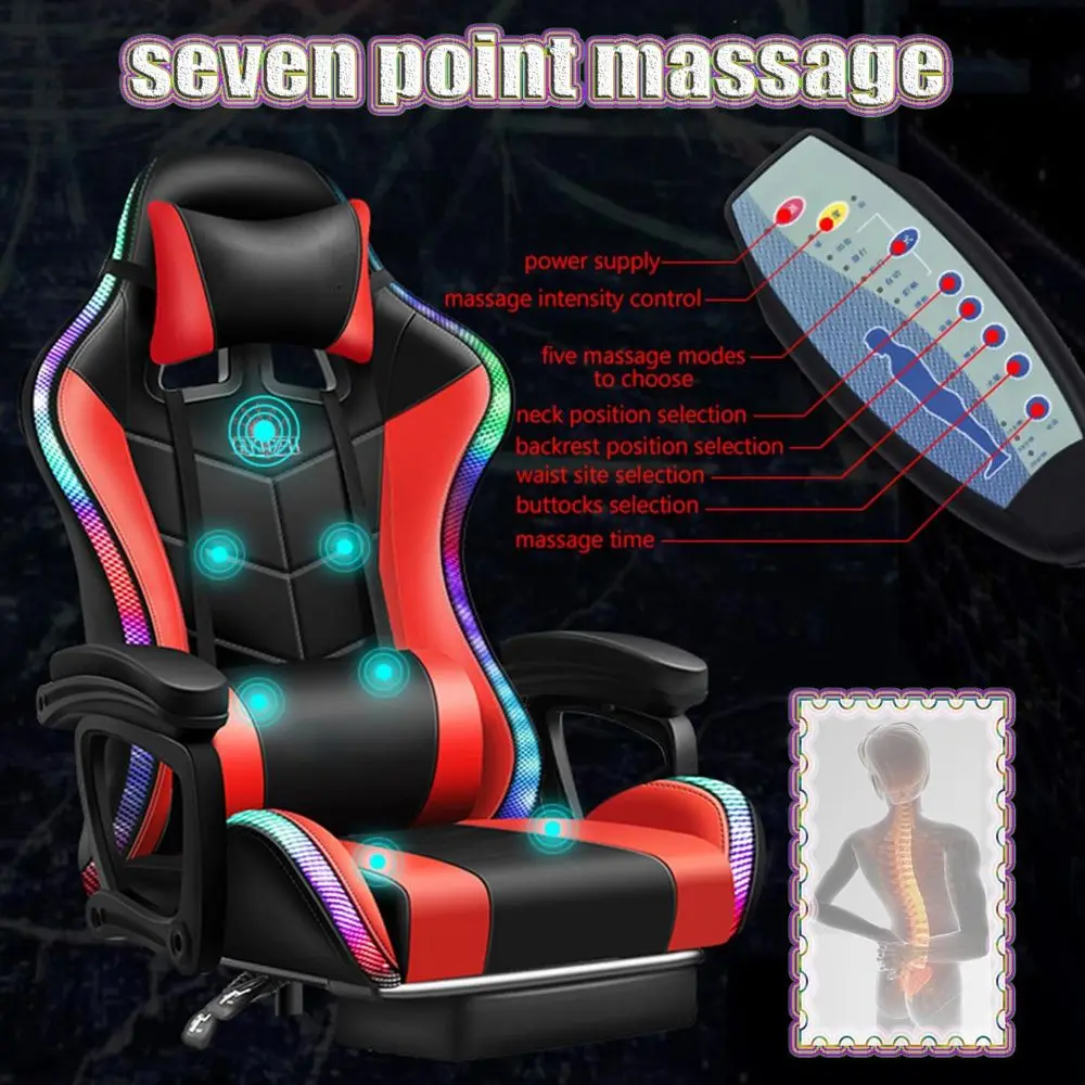 人間工学に基づいたハイバックゲーミングチェア（LED RGB - Massage のレビューと価格