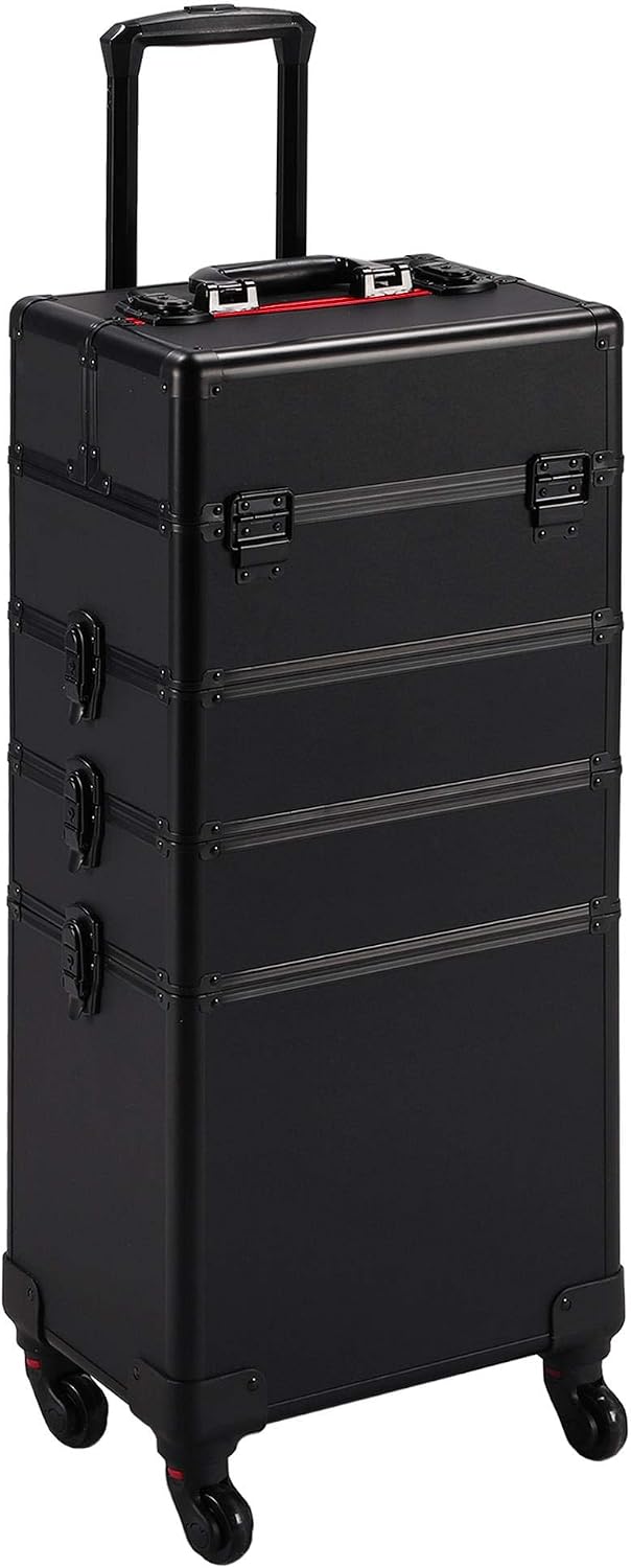 ブラック4-in-1ロック式ローリングメイクアップトレインケ - Makeup のレビューと価格