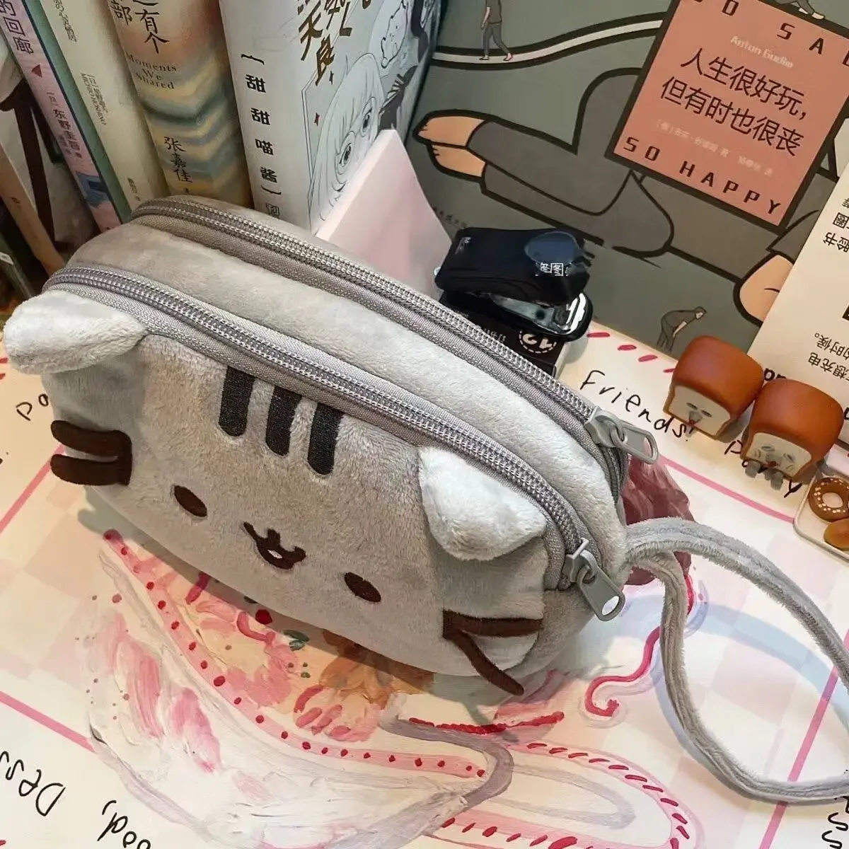 かわいいプシーンの太った猫の漫画ペンケース、大容量学生文房具 - Makeup のレビューと価格