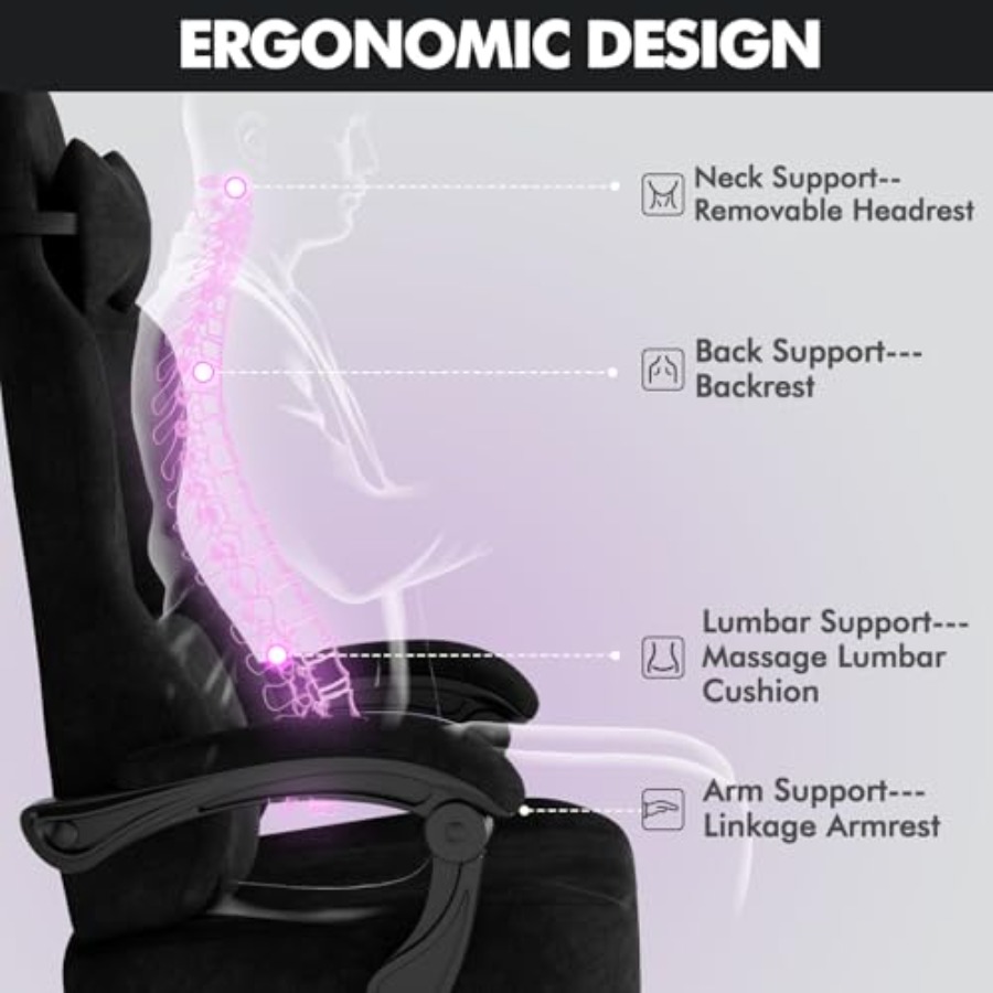 ビデオゲーマーおよびオフィス用ゲーミングチェア、人間工学に基 - Massage のレビューと価格