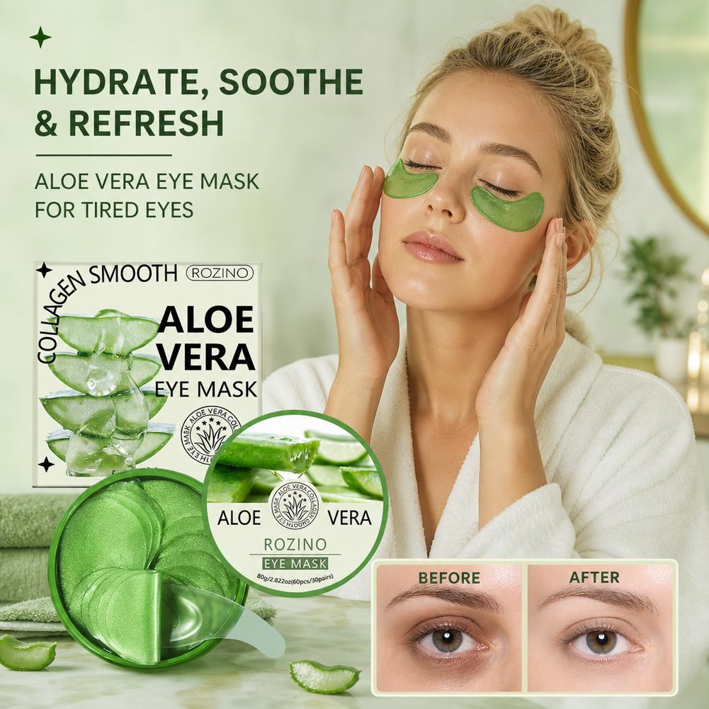 60枚入り アロエベラ コラーゲン アイマスク 保湿 引き締 - Collagen Under Eye Patches のレビューと価格