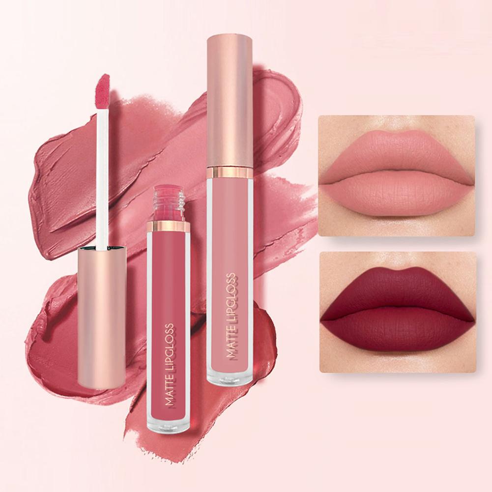 3 ピース/セットヌードリップグロスマットベルベット口紅防水 - Matte Velvet Lip Tint Long Lasting のレビューと価格