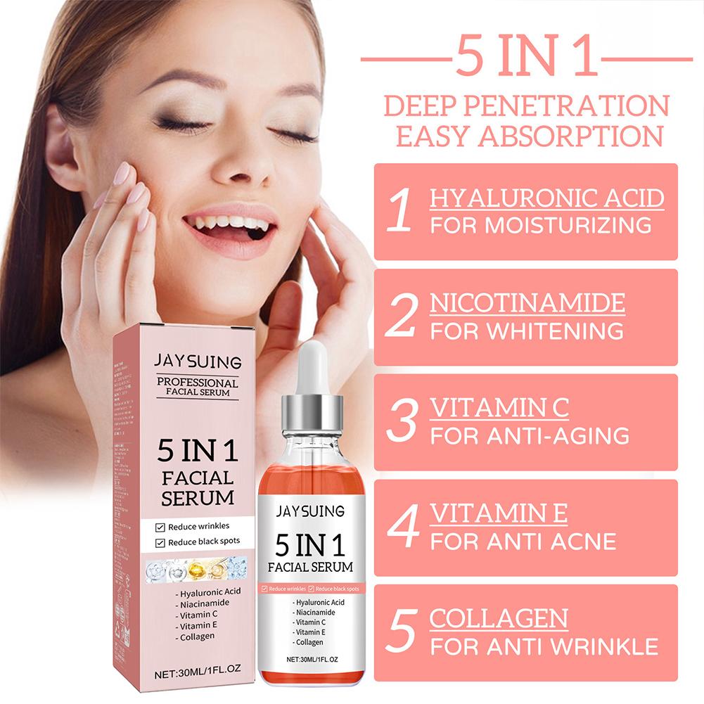 5 in 1 ビタミンC＆ヒアルロン酸フェイスセラム、引き締 - Niacinamide Pore Shrinking Essence のレビューと価格