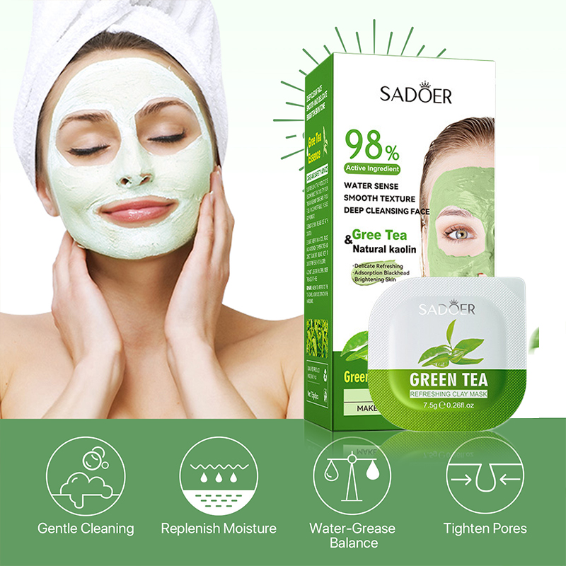にきびや汚れを浄化するための保湿マスク,毛穴やにきびの汚れを - Green Tea Cleansing Clay Mask のレビューと価格