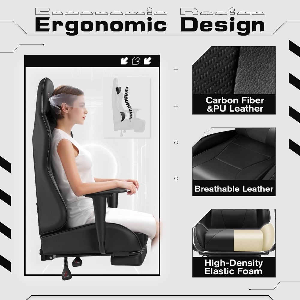 ゲーミングチェア：人間工学に基づいたデスクチェア、フットレス - Massage のレビューと価格