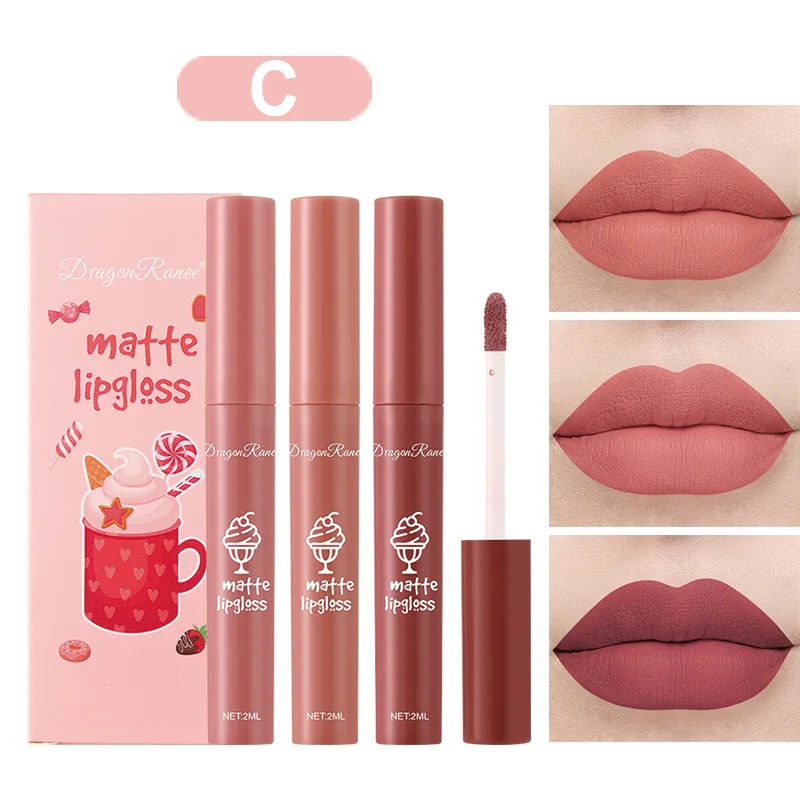 3 ピース/セットベルベットマットヌードリキッドリップスティ - Matte Velvet Lip Tint Long Lasting のレビューと価格