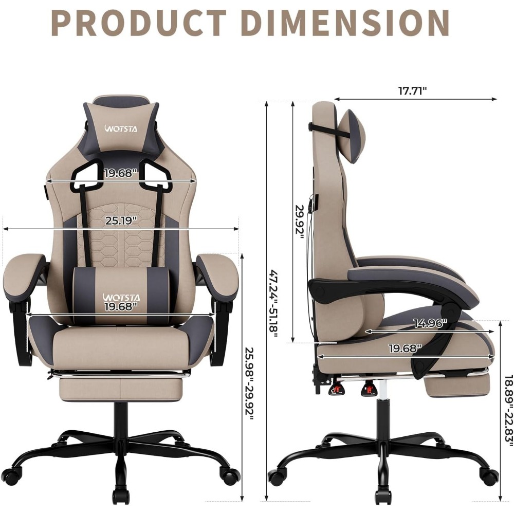 人間工学に基づいたゲーミングチェア、マッサージ機能、フットレ - Massage のレビューと価格