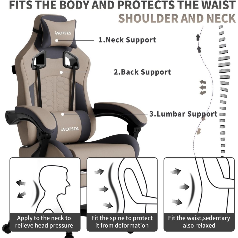 人間工学に基づいたゲーミングチェア、マッサージ機能、フットレ - Massage のレビューと価格