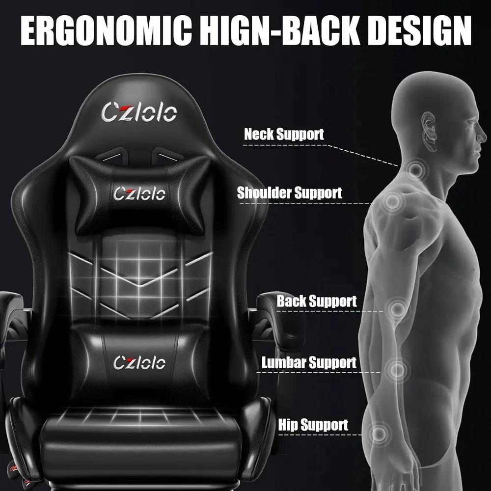 人間工学に基づいたゲーミングチェア（フットレスト、ランバーサ - Massage のレビューと価格