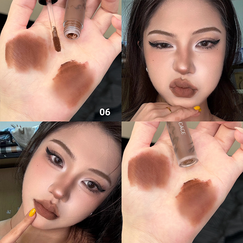 CACE マットベルベットブラウン液体口紅長期持続赤リップグ - Matte Velvet Lip Tint Long Lasting のレビューと価格