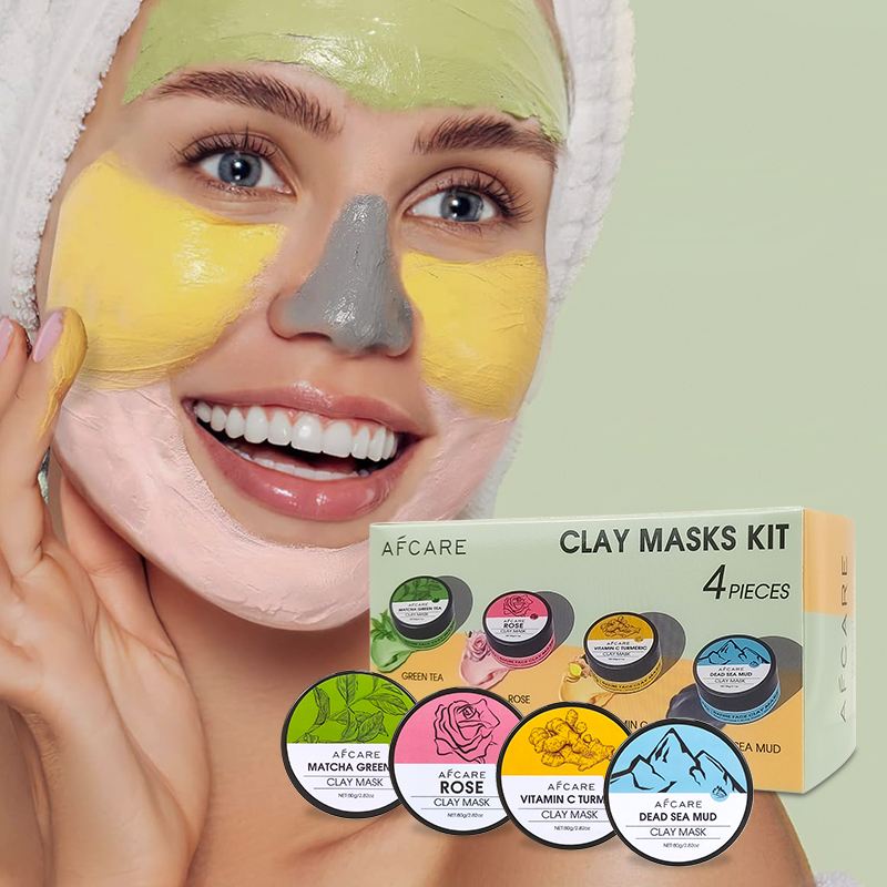 4個入りフェイスマスクセット（ウコンクレイ、ビタミンC、緑茶 - Green Tea Cleansing Clay Mask のレビューと価格