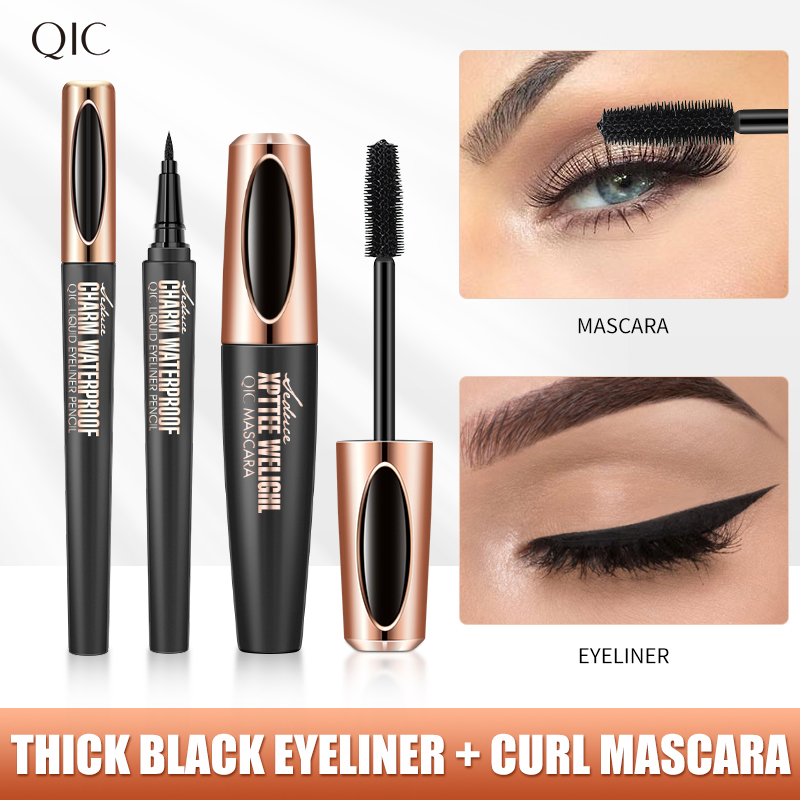 液体アイライナーペンシル 4D 防水マスカラセット化粧品アイ - Waterproof Liquid Eyeliner Pen のレビューと価格